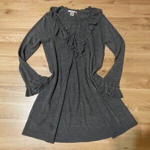 ruffled open-front cardigan